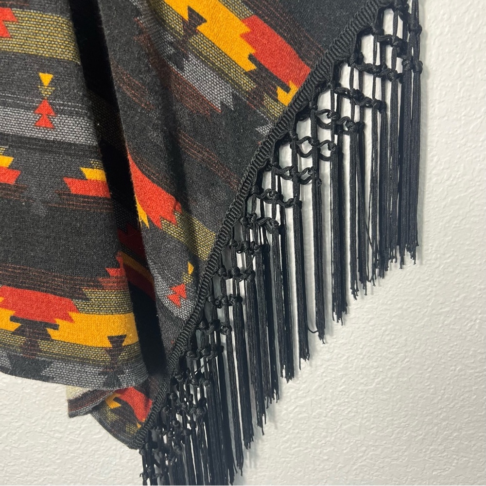 Wrangler Southwestern Fringe Cardigan Kimono Open Front Aztec Print Boho S/M - Picture 5 of 15